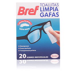 BREF Toallitas Limpiagafas 20 Unidades para Limpieza y Transparencia Diaria