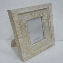 DKD Home Decor Marco de Fotos Mango y Cristal Blanco/Natural 20,8x26 cm