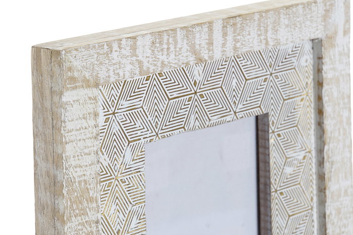 DKD Home Decor Marco de Fotos Mango y Cristal Blanco/Natural 20,8x26 cm