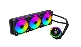 KeepOut XWC-360 PRO Kit Refrigeración Líquida CPU ARGB, 3 Ventiladores 120mm, Compatible Intel LGA1700/1200/2066 y AMD AM5/AM4, Negro, Pantalla Temperatura