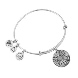 Alex And Ani Pulsera Daughter Gris con Cierre Ajustable de Metal