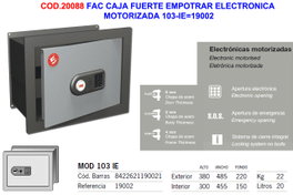 Caja fuerte electrónica motorizada para empotrar 103-IE