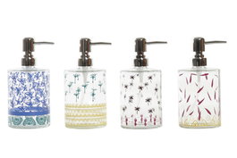 DKD Home Decor Dosificador Tropical Multicolor 8 x 17 x 10 cm 450ml Cristal y ABS