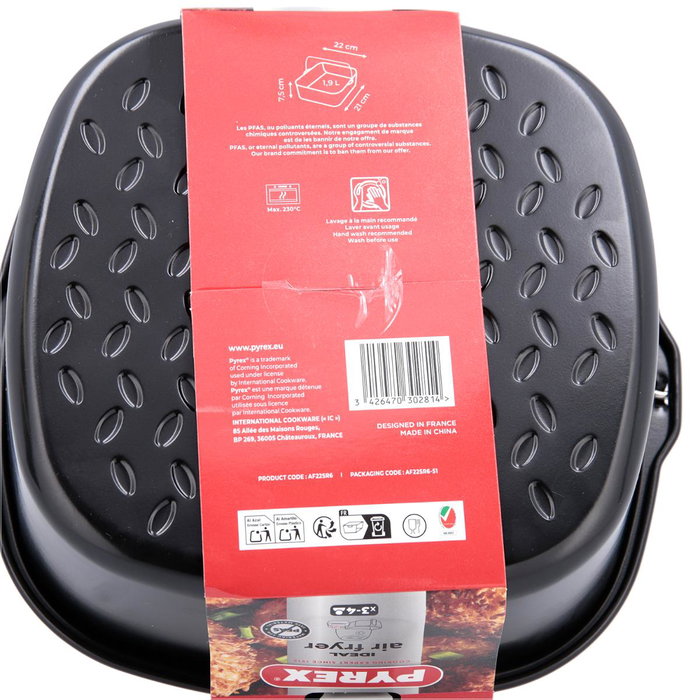 Pyrex® Molde Acero con Asa Metal Ideal Airfry 22x21x7,5 cm Gris