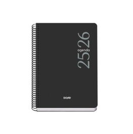 Dohe 52075 Agenda Escolar 2025-2026 A5 Día Página Tapa Polipropileno Negro Esencial Basic