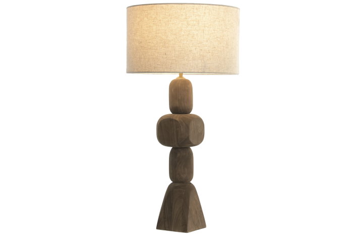 DKD Home Decor Lámpara de sobremesa Mango y Lino Natural