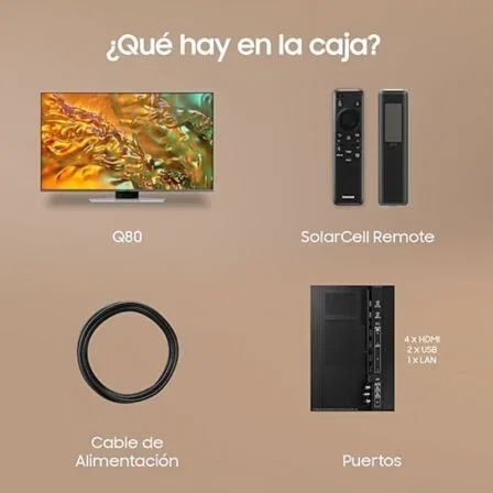 Samsung TQ55Q80DATXXC Televisor QLED 55" 4K Ultra HD Smart TV Q80D 2024 Procesador NQ4 AI Gen2, Direct Full Array, 100Hz, Dolby Atmos, FreeSync