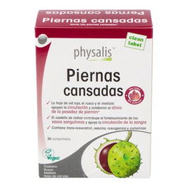 PHYSALIS Piernas Cansadas 30 Comp. Vid Roja, Castaño de Indias, Rusco, Meliloto, Resveratrol y Vitamina C para Vasos Sanguíneos