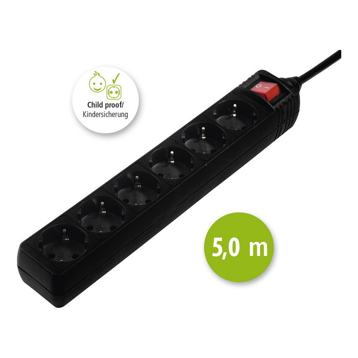 Hama Regleta con interruptor 6 salidas AC 5 m Negro Hama Regleta con interruptor 6 salidas AC 5 m Negro
