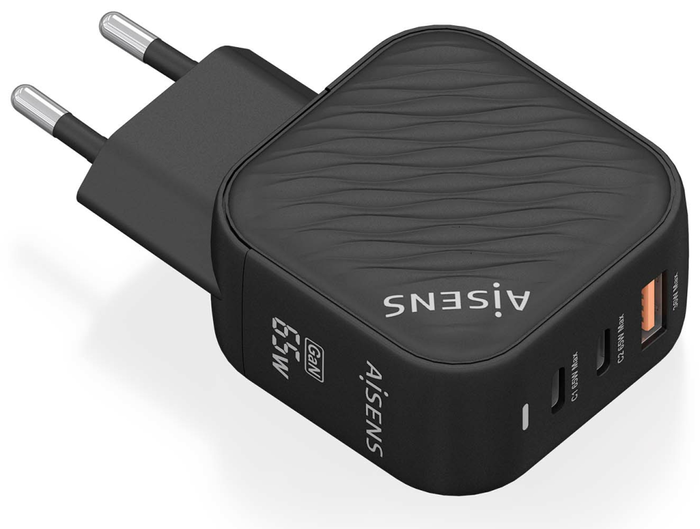 Aisens Cargador GaN 65W con 2xUSB-C y 1xUSB-A Negro Aisens Cargador GaN 65W con 2xUSB-C y 1xUSB-A Negro