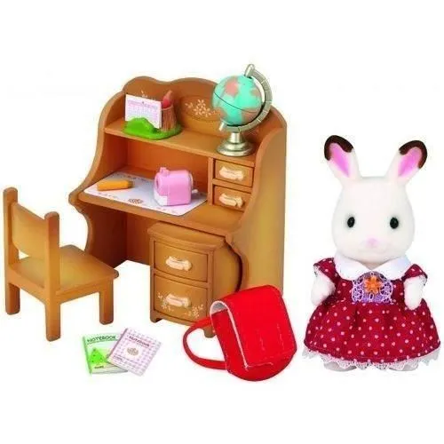 Sylvanian Families 5016 Set Oficina con Niña Conejo Incluye Escritorio, Silla, Figura Conejito Chocolate y Accesorios para Niños a Partir de 4 Años