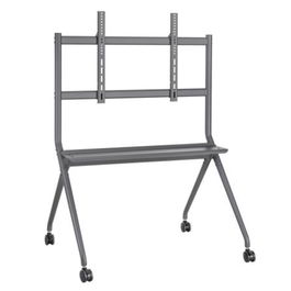 Ewent EW1542 - Pedestal Móvil para TV de 50 a 86 Pulgadas con Ruedas, Soporte VESA hasta 800x600mm, Carga 120kg, Incluye Estante Multimedia y Gestión de Cables