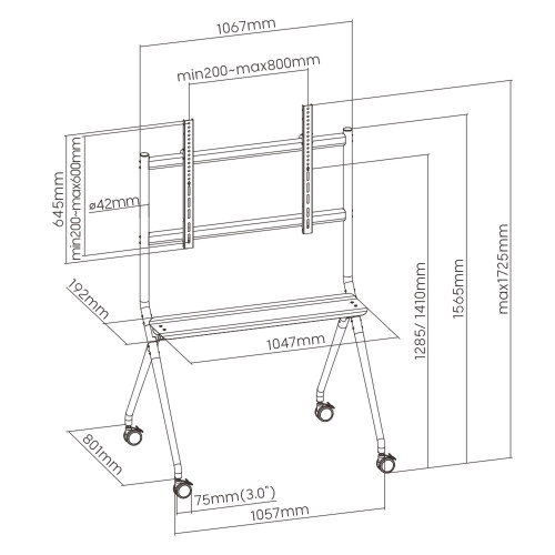 Ewent EW1542 Soporte Móvil para TV de 50 a 86 pulgadas Negro