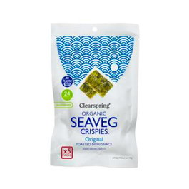 Clearspring Alga Nori Tostada Orgánica Multipack Snack 5 Unidades x 4g, Vegano y Sin Gluten, Ideal para Sushi o Ensaladas