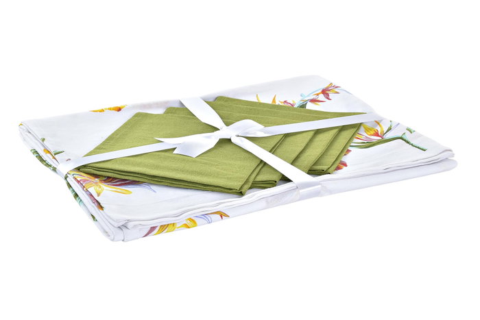 DKD Home Decor Mantel Tropic Garden 150 x 150 cm Multicolor Verde Set de 5 (2 Unidades) Polyester