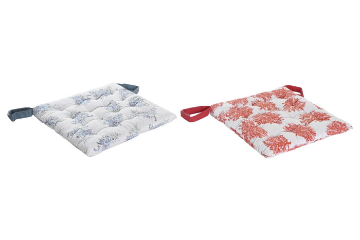 DKD Home Decor Cojin Coral 22 Atlantico Azul Fucsia Poliester Algodon 40x40x4 cm (4 Unidades)