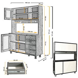 Hanah Home Grano 140 Armario Multiusos Roble Caucásico 140x187x40 cm Aglomerado