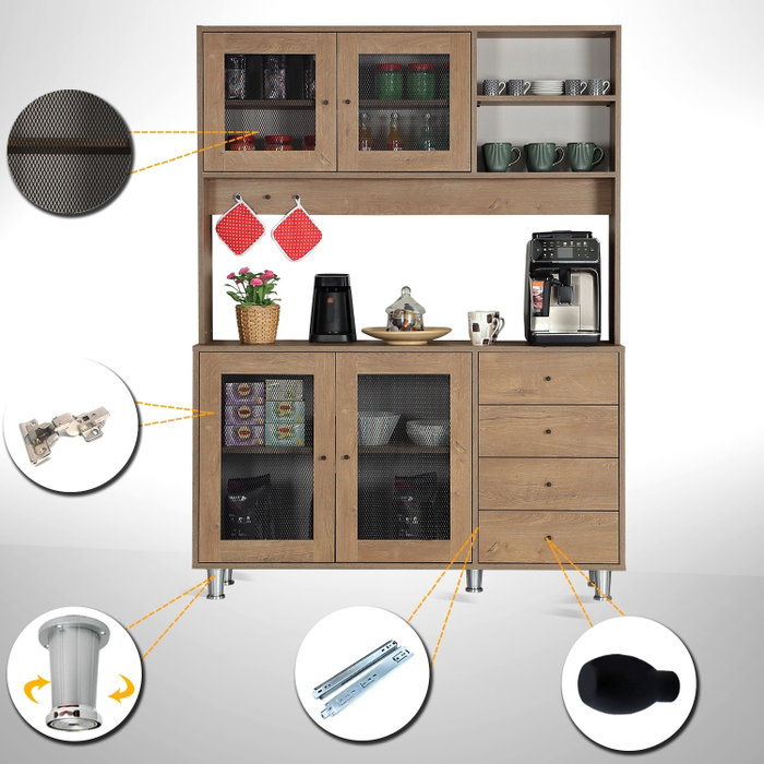 Hanah Home Grano 140 Armario Multiusos Roble Caucásico 140x187x40 cm Aglomerado