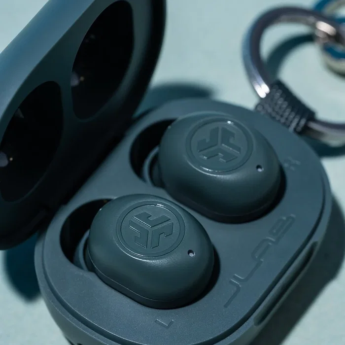 JLab JBuds Mini Auriculares Inalámbricos Intraurales Bluetooth 5.3 Gris para Llamadas y Música con IP55, 20h de Autonomía y Carga Rápida