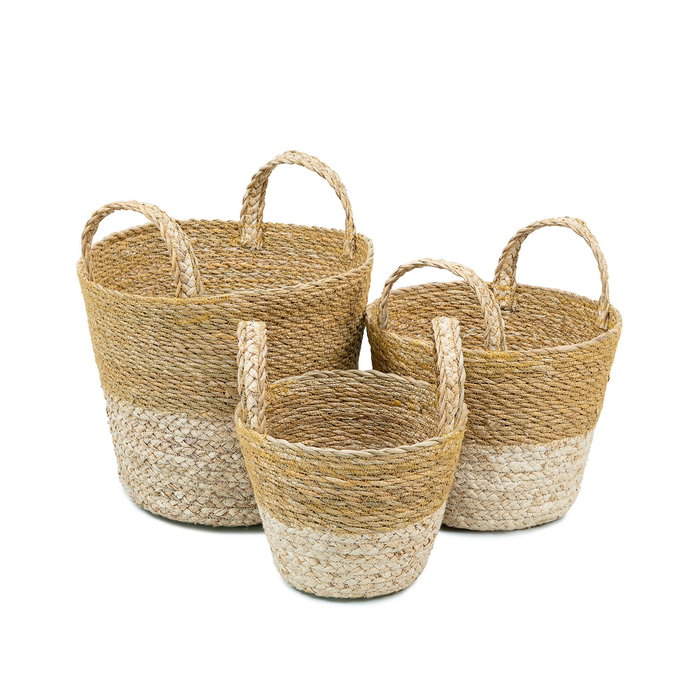 Inde Cesta Cónica Seagrass con Asas 30 cm (12 Unidades)