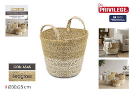 Inde Cesta Cónica Seagrass con Asas 30 cm (12 Unidades)