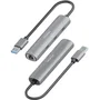 Aisens ASUC-4P037-GR Hub USB 3.0 a Ethernet Gigabit y 3xUSB-C 5G, Gris, 15cm