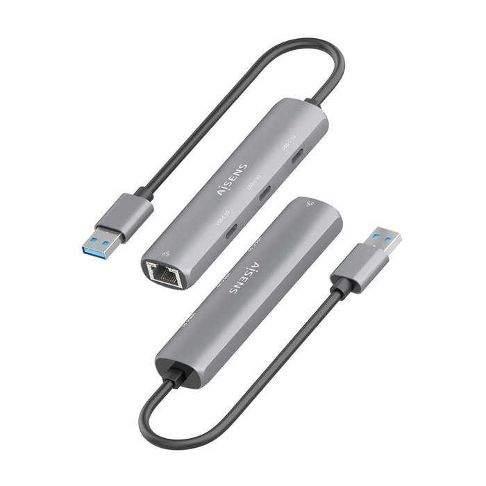 Aisens USB-A Docking Station Ethernet Gigabit y 3x USB-C, Gris