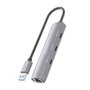 Aisens USB-A Docking Station Ethernet Gigabit y 3x USB-C, Gris