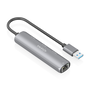 AISENS Dock USB-A a Ethernet Gigabit + Hub 3xUSB-C, Gris, 15cm, USB 3.0
