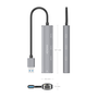 AISENS Dock USB-A a Ethernet Gigabit + Hub 3xUSB-C, Gris, 15cm, USB 3.0