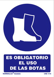 Señal Luminiscente Obligatorio Uso Botas 21x30 cm