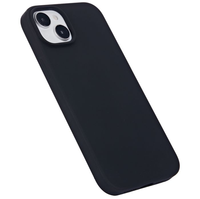 eSTUFF INFINITE ROME Funda magnética de silicona para iPhone 15 Plus - Negro - 81% material reciclado, con forro de microfibra y carga inalámbrica