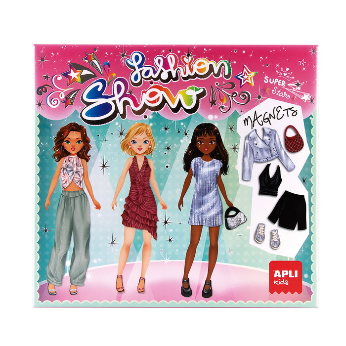 Apli Kids Magnets Fashion Show 19799 - Juego Magnético de Moda y Diseño, 44 Piezas (Escenario + Imanes), en Español, para Niñas y Niños +6 Años