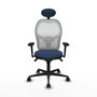 PIQUERAS Y CRESPO Silla de oficina Jorquera con mecanismo Sincro, Azul marino y Blanco