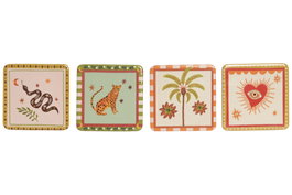 DKD Home Decor Set de Decoración Cerámica Multicolor Tropical