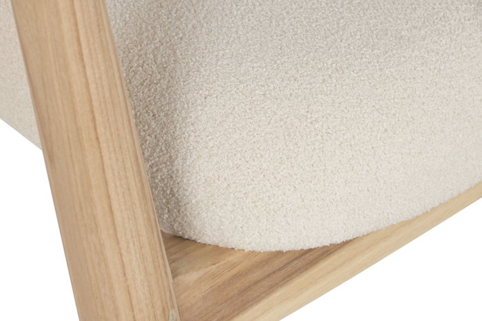 DKD Home Decor Silla de Teca y Poliéster Natural y Blanco