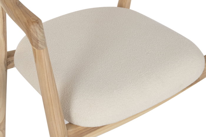 DKD Home Decor Silla de Teca y Poliéster Natural y Blanco
