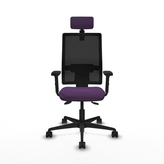 PIQUERAS Y CRESPO Silla de oficina Bormate, Mecanismo Asincro, Tela Morada y Malla Negra