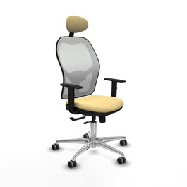 PIQUERAS Y CRESPO Silla de oficina Jorquera con mecanismo Sincro/Traslack Crema y Blanco