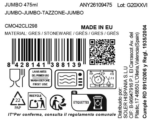La Mediterranea Cuencos Jumbo ANYA 475cl (Pack de 12) de 475cl