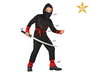 Disfraz Ninja Niño Infantil Rojo 5-6 Años, Temática Paises del Mundo, Color Negro