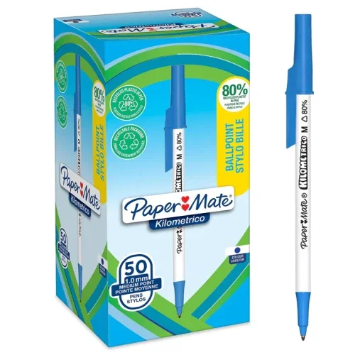 Paper Mate Kilométrico Bolígrafo Azul punta 1,0 mm (Caja de 50)