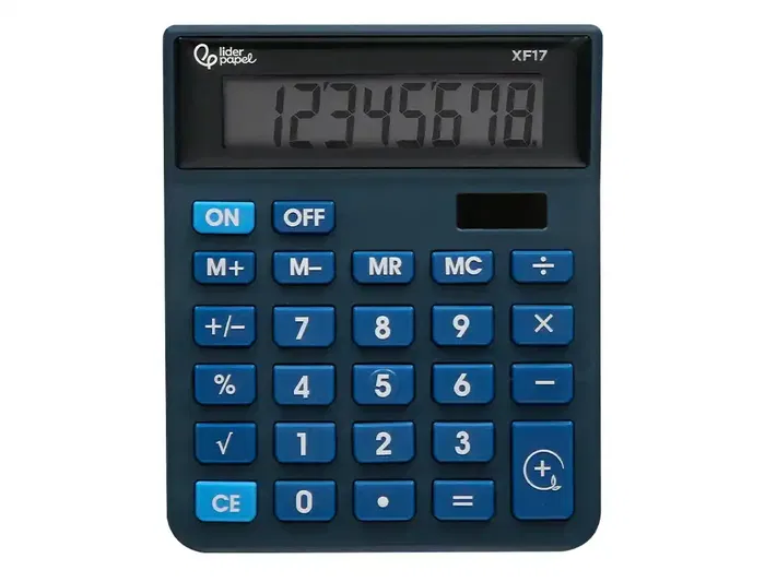 Liderpapel XF17 Calculadora de Sobremesa 8 Dígitos Solar y Pilas 127x105x24 mm Azul