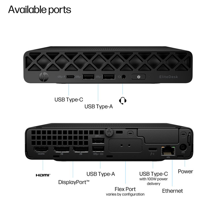 HP EliteDesk 8 Mini G1i AI con Intel Core Ultra 9, 64 GB RAM, 1 TB SSD, Windows 11 Pro, Negro HP EliteDesk 8 Mini G1i AI con Intel Core Ultra 9, 64 GB RAM, 1 TB SSD, Windows 11 Pro, Negro