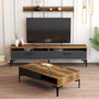 Hanah Home Salón Muebles Combinación Nogal y Antracita Istanbul