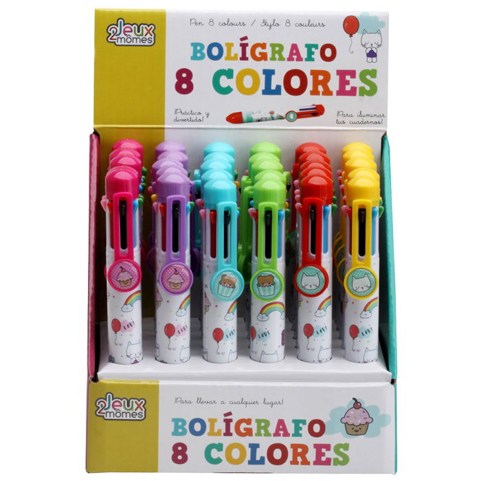 Jeux 2 momes Bolígrafo 8 Colores Surtido Lila Rosa Azul Rojo Verde Amarillo Niños