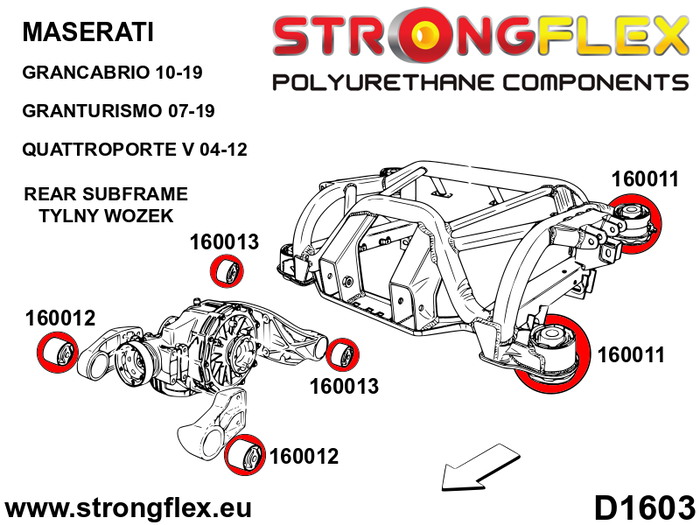 StrongFlex STF160013A Soporte Diferencial Trasero Silentblock Sport Compatible Maserati Grancabrio Granturismo Quattroporte V StrongFlex STF160013A Soporte Diferencial Trasero Silentblock Sport Compatible Maserati Grancabrio Granturismo Quattroporte V