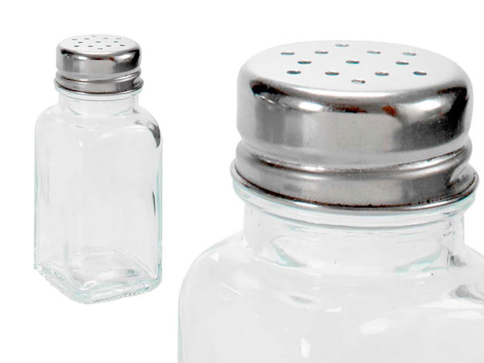 Vivalto Set 4 Especieros Cristal 70 ml Transparente/Plata 17.5x10x4.5 cm (Set de 24)