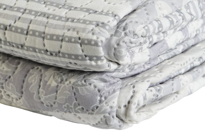 DKD Home Decor Colcha Patchwork Beige y Gris para Cama de 180 cm