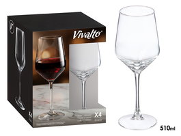 Vivalto Copa Cónica de Vidrio, 510 ml, Dimensiones 24.2x8.5x8.5 cm, Transparente, Apto Lavavajillas (Set de 24)